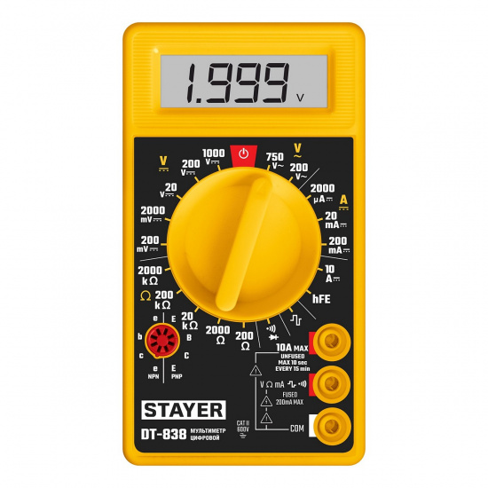 Большое фото товара - Цифровой мультиметр DT-838 STAYER 45306_z01, 45306_z01. Вариант №1