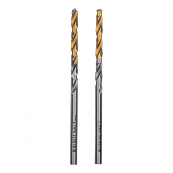 Большое фото товара - Сверло спиральное по металлу 3x60мм Р6М5 Golden Tip 2шт. Denzel 718225, 718225. Вариант №1