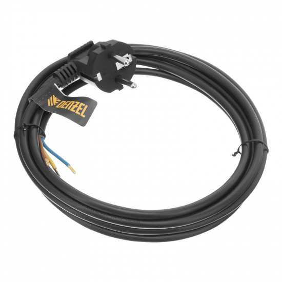 Большое фото товара - Шнур сетевой Energy Series ПВС 3м 3x1мм с неразборной вилкой черный 3м Denzel 37667, 37667. Вариант №1