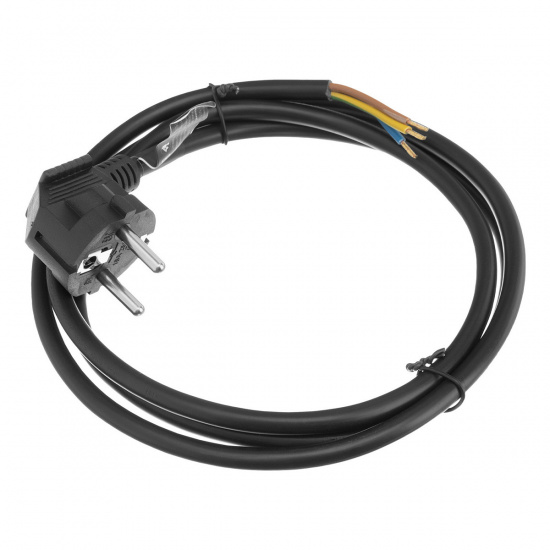 Большое фото товара - Шнур сетевой Energy Series ПВС 1,5м 3x1,5мм с неразборной вилкой черный 3м Denzel 37671, 37671. Вариант №1