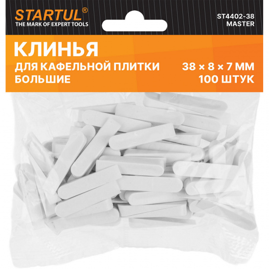 Большое фото товара - Клин д/каф. плитки большой 38х8х7мм 100шт MASTER STARTUL ST4402-38, ST4402-38. Вариант №1
