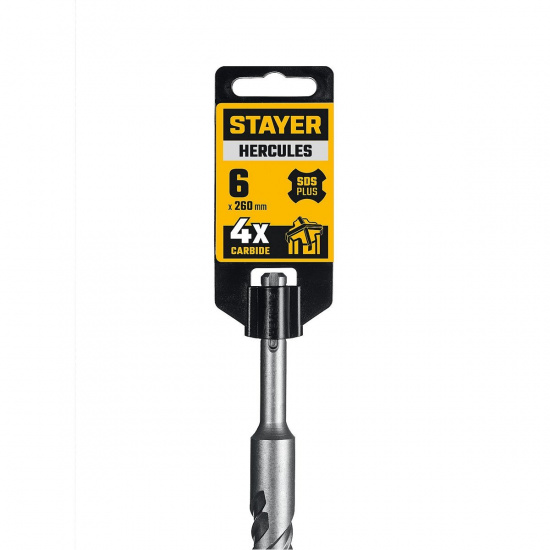 Большое фото товара - Бур SDS-plus HERCULES-4Х 6x260мм STAYER 29290-260-06, 29290-260-06. Вариант №2