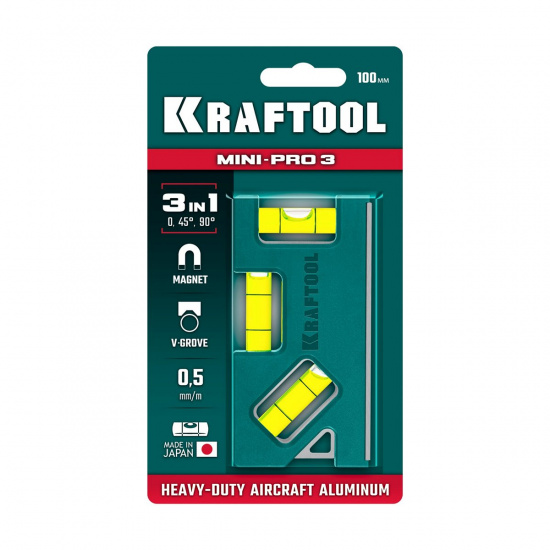 Большое фото товара - Магнитный компактный уровень 100мм Mini-Pro 3 KRAFTOOL 34861-010, 34861-010. Вариант №2