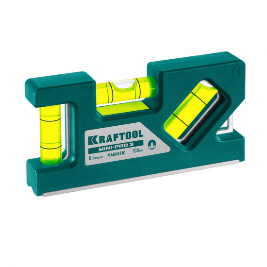Большое фото товара - Магнитный компактный уровень 100мм Mini-Pro 3 KRAFTOOL 34861-010, 34861-010. Вариант №1