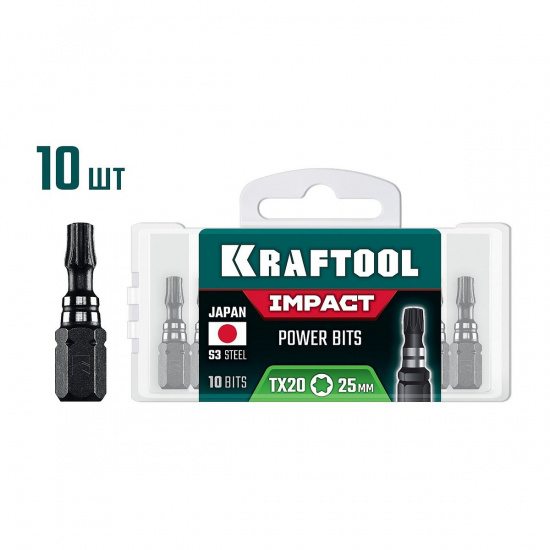 Большое фото товара - Ударные биты 10шт 25мм Impact TX 20 KRAFTOOL 26195-20-25-S10, 26195-20-25-S10. Вариант №1