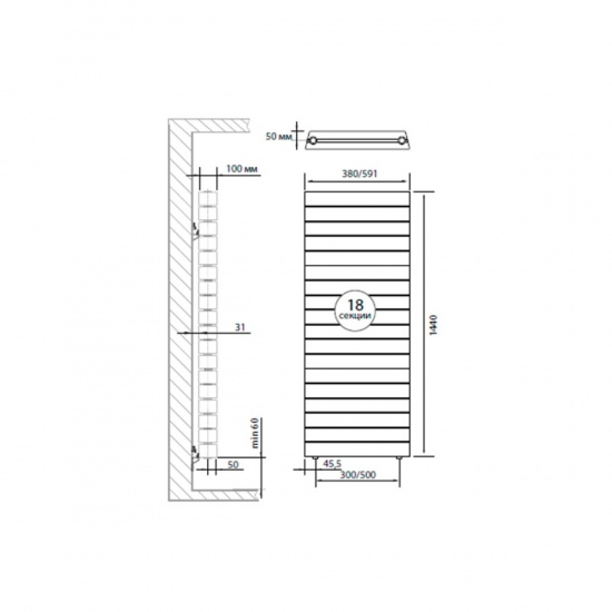 Большое фото товара - Радиатор PianoForte Tower Bianco Traffico - 18 секц. Royal Thermo RTPFTNBT50018, RTPFTNBT50018. Вариант №3