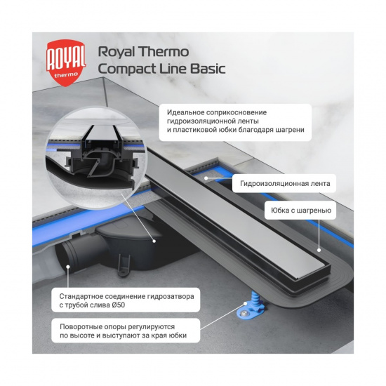 Большое фото товара - Лоток душевой с сухим затвором Compact Line Basic 900 Royal Thermo RT_1583529, RT_1583529. Вариант №4