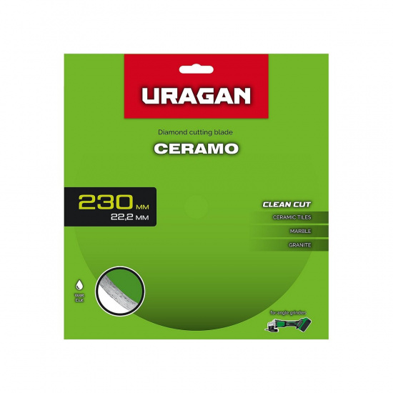 Большое фото товара - Диск алмазный отрезной сплошной CERAMO 230мм URAGAN 36707-230, 36707-230. Вариант №2
