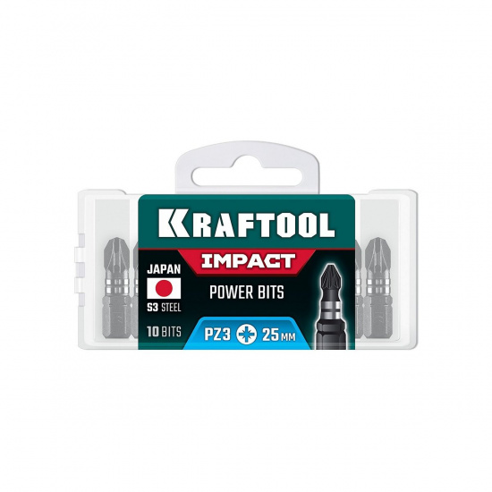 Большое фото товара - Ударные биты 10шт 25мм Impact PZ 3 KRAFTOOL 26193-3-25-S10, 26193-3-25-S10. Вариант №2