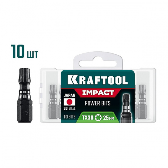Большое фото товара - Ударные биты 10шт 25мм Impact TX 30 KRAFTOOL 26195-30-25-S10, 26195-30-25-S10. Вариант №1
