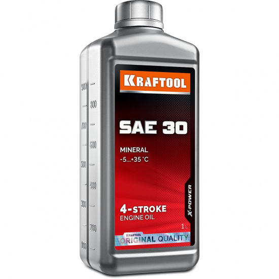 Большое фото товара - Минеральное масло для 4-тактных двигателей 1л SAE 30 KRAFTOOL 41515-1, 41515-1. Вариант №1