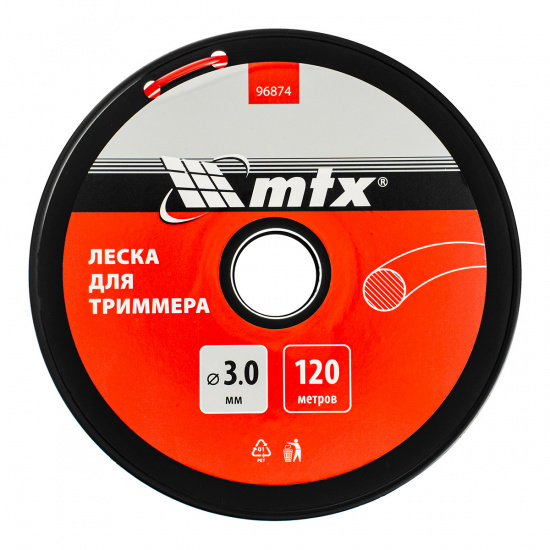 Большое фото товара - Леска для триммера круглая 3,0мм*120м на катушке MTX 96874, 96874. Вариант №3