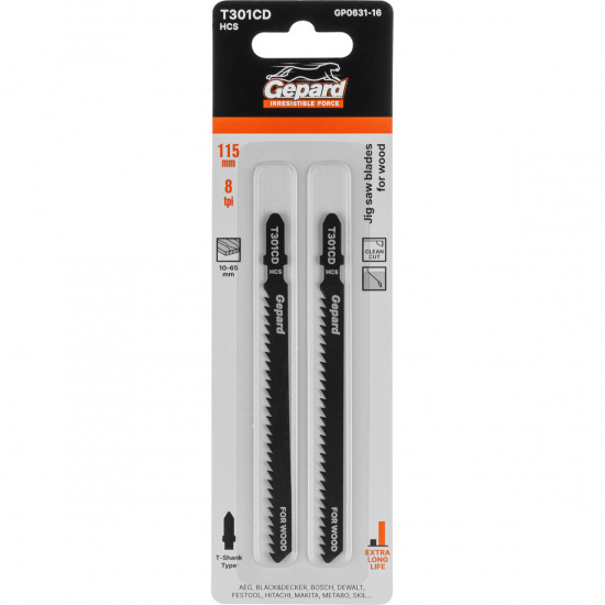 Большое фото товара - Пилка лобз. по дереву T301CD 2шт GEPARD GP0631-16, GP0631-16. Вариант №1