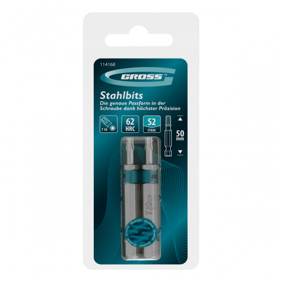 Большое фото товара - Бита Torx 10х50мм сталь S2 шестигр. 2шт Gross 114168, 114168. Вариант №5