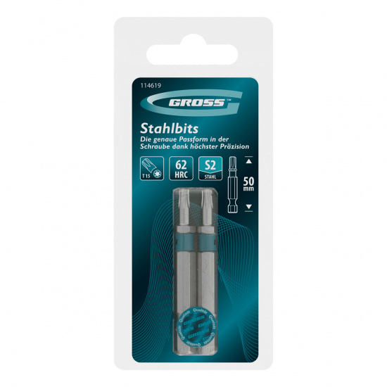 Большое фото товара - Бита Torx 15х50мм сталь S2 шестигр. 2шт Gross 114619, 114619. Вариант №5