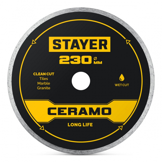 Большое фото товара - Сплошной алмазный диск CERAMO 230мм 22.2/25.4х5х2.2мм STAYER 3664-230_z03, 3664-230_z03. Вариант №1