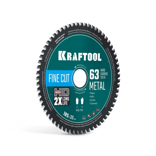 Большое фото товара - Диск пильный по металлу и стали 63Т Metal Cut 185х30мм KRAFTOOL 36954-185-30-63, 36954-185-30-63. Вариант №1