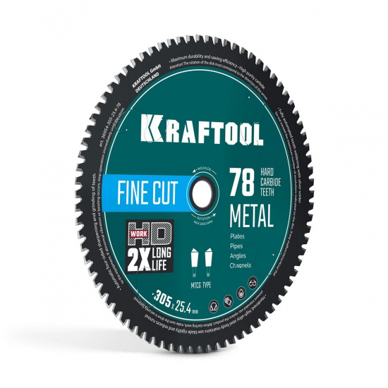 Большое фото товара - Диск пильный по металлу и стали 78Т Metal Cut 305х25.4мм KRAFTOOL 36954-305-25.4-78, 36954-305-25.4-78. Вариант №1