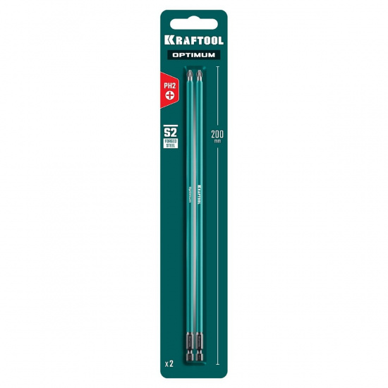 Большое фото товара - Биты 2шт 200мм OPTIMUM PH 2 KRAFTOOL 26122-2-200-2, 26122-2-200-2. Вариант №2