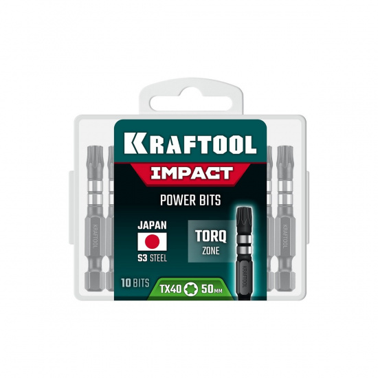 Большое фото товара - Ударные биты 10шт 50мм Impact TX 40 KRAFTOOL 26195-40-50-S10, 26195-40-50-S10. Вариант №2