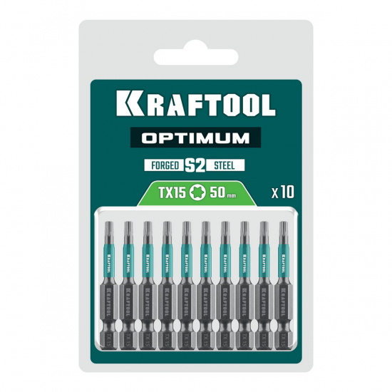 Большое фото товара - Биты 10шт 50мм OPTIMUM TX 15 KRAFTOOL 26126-15-50-10, 26126-15-50-10. Вариант №2
