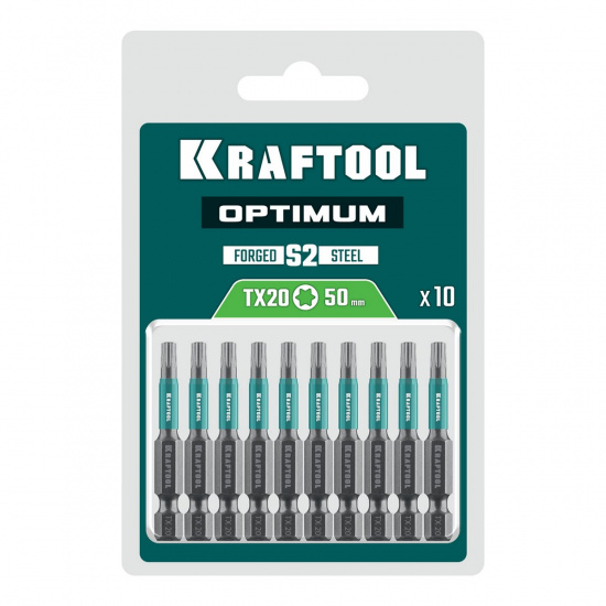 Большое фото товара - Биты 10шт 50мм OPTIMUM TX 20 KRAFTOOL 26126-20-50-10, 26126-20-50-10. Вариант №2