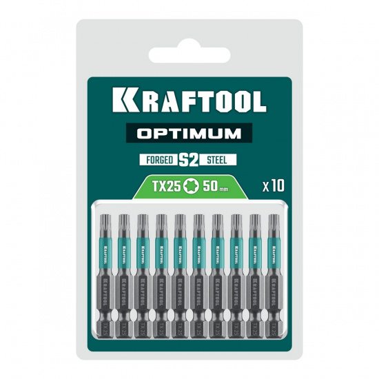 Большое фото товара - Биты 10шт 50мм OPTIMUM TX 25 KRAFTOOL 26126-25-50-10, 26126-25-50-10. Вариант №2