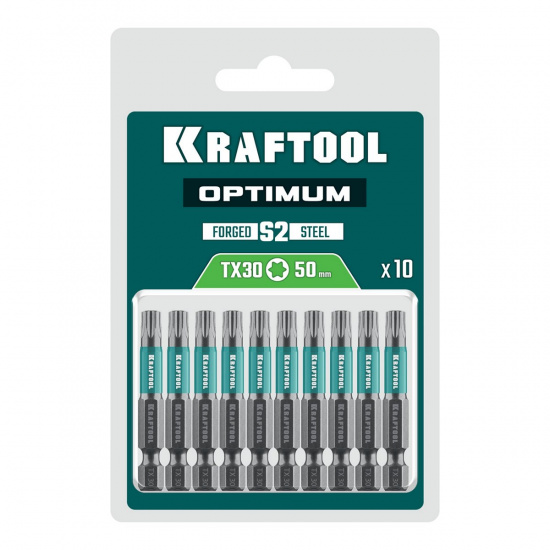 Большое фото товара - Биты 10шт 50мм OPTIMUM TX 30 KRAFTOOL 26126-30-50-10, 26126-30-50-10. Вариант №2