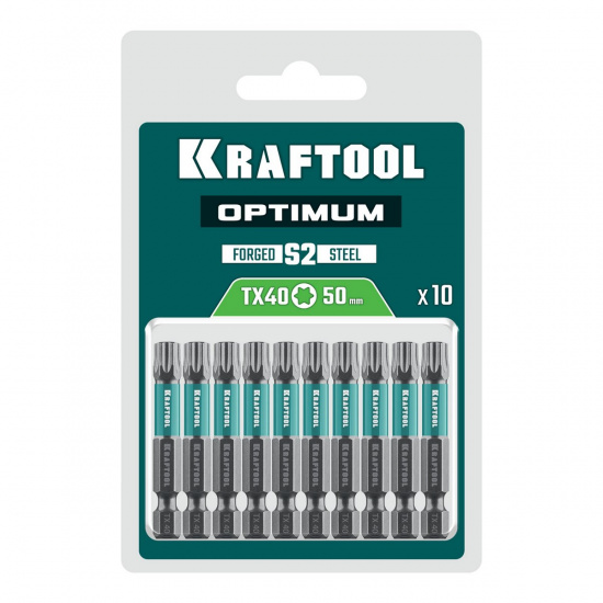 Большое фото товара - Биты 10шт 50мм OPTIMUM TX 40 KRAFTOOL 26126-40-50-10, 26126-40-50-10. Вариант №2