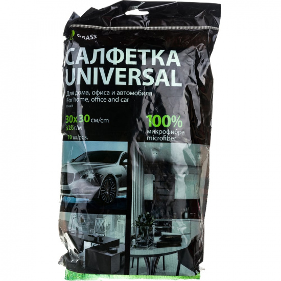 Большое фото товара - Салфетка микрофибра 320 г/м 30х30 10шт упак it-0458 Grass IT-0458, IT-0458. Вариант №1