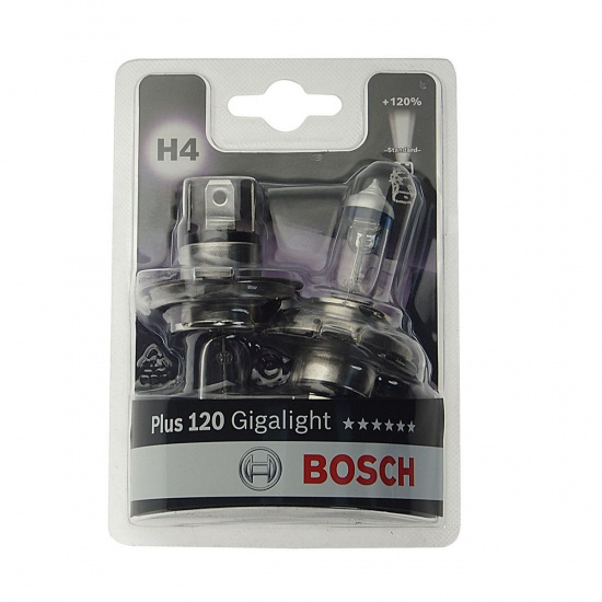 Большое фото товара - Автолампа H4 60/55 P43t+120% GIGALIGHT PLUS 120 блистер 2шт 12V BOSCH B-1987301425-2бл, B-1987301425-2бл. Вариант №1
