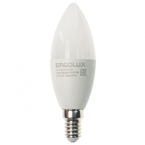 Большое фото товара - Лампа светодиодная E14 C35 11W холодный свет ERGOLUX EL-LED-C35-11W-E14-4K, EL-LED-C35-11W-E14-4K. Вариант №1