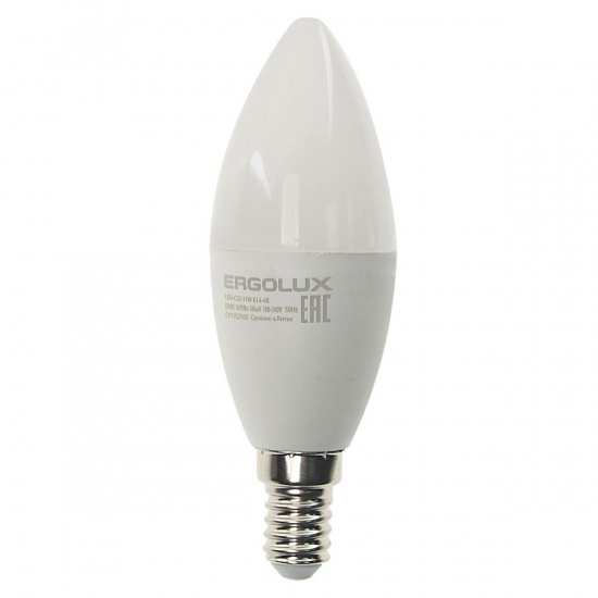 Большое фото товара - Лампа светодиодная E14 C35 11W дневной свет ERGOLUX EL-LED-C35-11W-E14-6K, EL-LED-C35-11W-E14-6K. Вариант №1