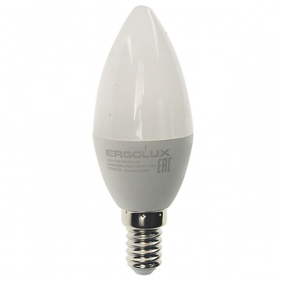 Большое фото товара - Лампа светодиодная E14 C35 9W холодный свет ERGOLUX EL-LED-C35-9W-E14-4K, EL-LED-C35-9W-E14-4K. Вариант №1