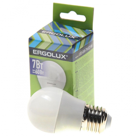 Большое фото товара - Лампа светодиодная Е27 G45 7W дневной свет ERGOLUX EL-LED-G45-7W-E27-6K, EL-LED-G45-7W-E27-6K. Вариант №1