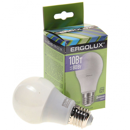 Большое фото товара - Лампа светодиодная E27 A60 10W дневной свет ERGOLUX EL-LED-A60-10W-E27-6K, EL-LED-A60-10W-E27-6K. Вариант №1