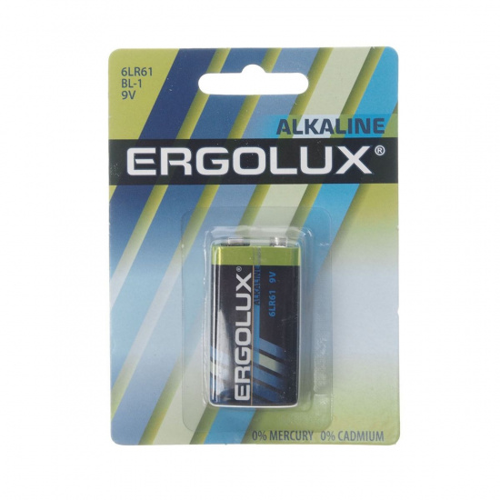 Большое фото товара - Элемент питания SR-1: 6LR61 крона 9V ERGOLUX EL-6LR61, EL-6LR61. Вариант №1