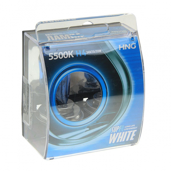 Большое фото товара - Автолампа H4 75/70 P43t SUPER WHITE 5500K 2шт 24V HNG-24443SW2, HNG-24443SW2. Вариант №1