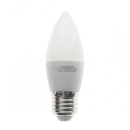 Большое фото товара - Лампа светодиодная E27 С35 8W холодный свет CAMELION C-LED8-C35/845/E27, C-LED8-C35/845/E27. Вариант №1