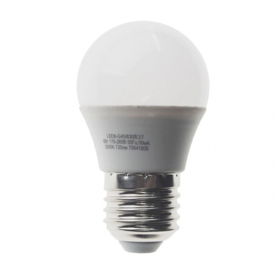 Большое фото товара - Лампа светодиодная E27 G45 8W тёплый свет CAMELION C-LED8-G45/830/E27, C-LED8-G45/830/E27. Вариант №1