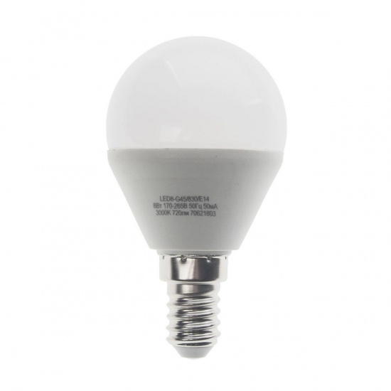 Большое фото товара - Лампа светодиодная E14 G45 8W тёплый свет CAMELION C-LED8-G45/830/E14, C-LED8-G45/830/E14. Вариант №1
