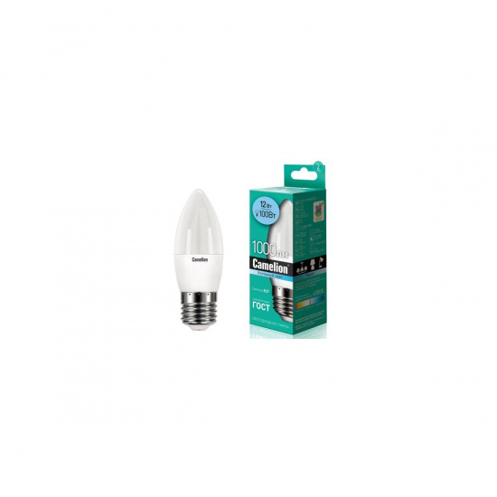 Большое фото товара - Лампа светодиодная E27 C35 12W холодный свет CAMELION C-LED12-C35/845/E27, C-LED12-C35/845/E27. Вариант №1