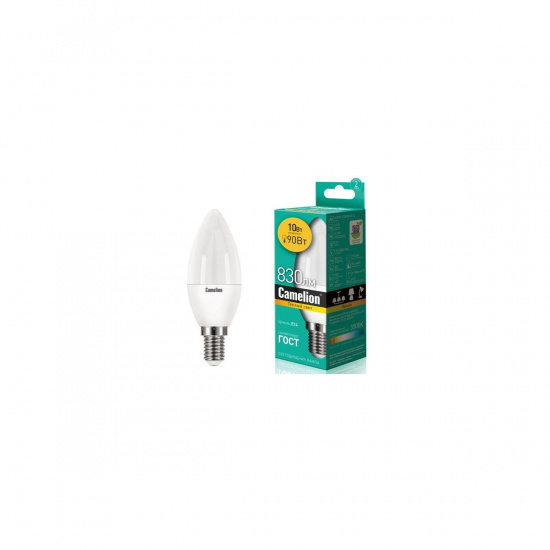 Большое фото товара - Лампа светодиодная E14 C35 10W тёплый свет CAMELION C-LED10-C35/830/E14, C-LED10-C35/830/E14. Вариант №1