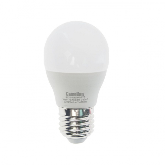 Большое фото товара - Лампа светодиодная E27 G45 10W холодный свет CAMELION C-LED10-G45/845/E27, C-LED10-G45/845/E27. Вариант №1