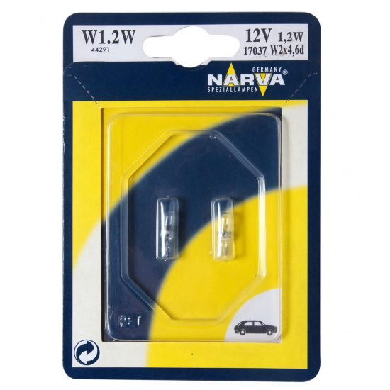 Большое фото товара - Автолампа W1.2W W2*4.6d блистер 2шт 12V NARVA 170374000, 170374000. Вариант №1
