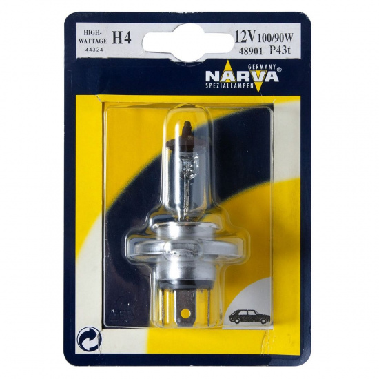Большое фото товара - Автолампа H4 100/90 P43t-38 RALLY блистер 12V NARVA 489014000, 489014000. Вариант №1