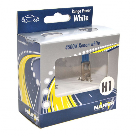 Большое фото товара - Автолампа H1 55 P14.5s RANGE POWER WHITE 4500K 2шт 12V NARVA 486412100, 486412100. Вариант №1
