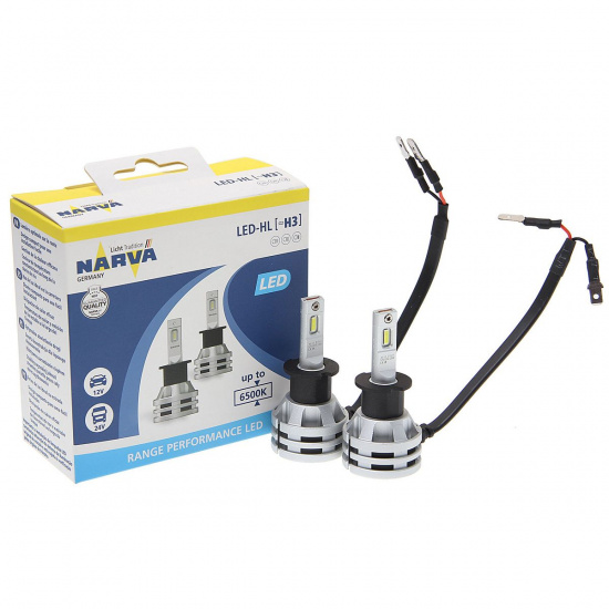Большое фото товара - Автолампа H3 PK22s LED RANGE PERFOMANCE 19W х2 6500K 2шт 12/24V NARVA 180583000, 180583000. Вариант №1