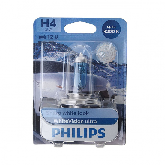 Большое фото товара - Автолампа H4 60/55 P43t-38 WhiteVision ultra 4200K блистер 12V PHILIPS 12342WVUB1, 12342WVUB1. Вариант №1