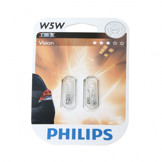 Большое фото товара - Автолампа W5W W2.1*9.5d блистер 2шт 12V PHILIPS 12961B2, 12961B2. Вариант №1